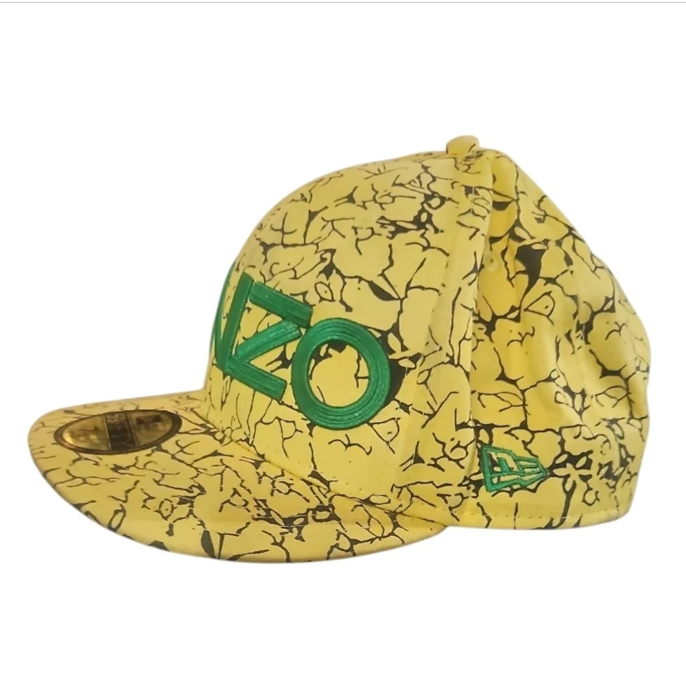KENZO X NEW ERA | 59FIFTY Yellow/Black Marble Print Green Logo Fitted Hat 7 1/2